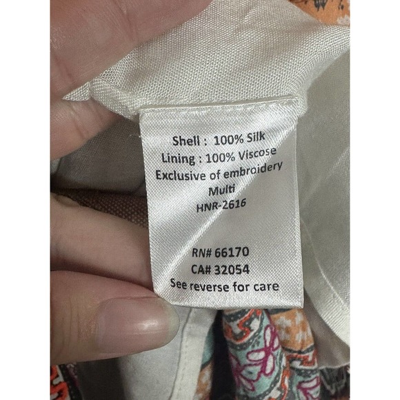 Hemant & Nandita 100% silk tiered Tassel multi pattern dress size Small - Picture 7 of 9